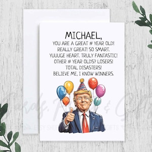 Personalized Funny Trump Birthday Card, Funny Political Birthday Gift, Custom Name President Trump Bday Card for Him, Boyfriend Husband Card
