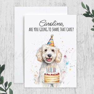 Personalized White Goldendoodle Birthday Card, Funny Labradoodle Birthday Card, Doodle Dog Mom Dad Bday Card, Dog Lover Gift, Card from Dog