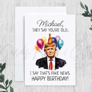 Personalized Trump Custom Name Birthday Card, Funny President Trump Birthday Gag Gift, Custom Name Birthday Card, Republican Bday Gift
