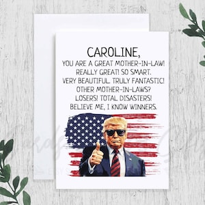 Tarjeta personalizada para suegra de Trump, divertida tarjeta para suegra del presidente Trump, regalo personalizado para suegra republicana, la mejor tarjeta de cumpleaños para suegra
