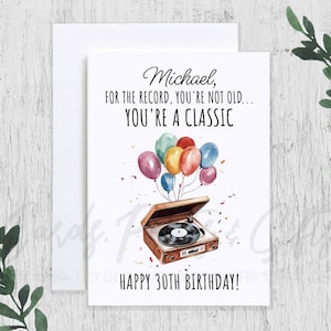 Personalized 30th Birthday Card, Funny Getting Old Card, 30th Birthday Gag Gift, Custom Name Thirtieth 1995 Birthday Card, For the Record