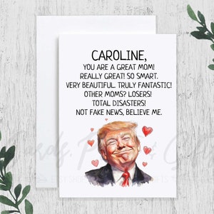 Personalized Trump Mom Card, Funny President Trump Mother&#39;s Day Card, Custom Name Republican Mama Gift, Best Mom Ever, Mom Birthday Card