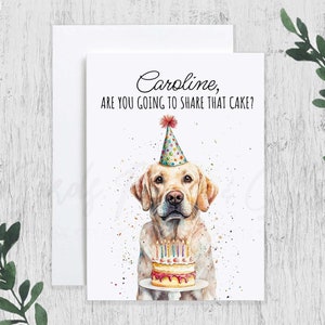 Personalized Yellow Labrador Birthday Card, Funny Lab Birthday Card, Dog Mom Dad Bday Card, Dog Lover Gift, Black, White, Red, Silver Lab