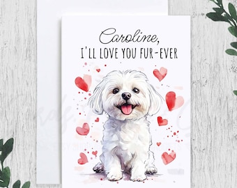 Personalized Maltese Valentines Card, Funny Maltese Anniversary Card, Maltese Dog Mom, Dog Dad Love Card from Dog, Maltese Dog Lover Gift