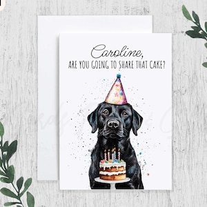 Personalized Black Labrador Birthday Card, Funny Lab Birthday Card, Dog Mom Dad Bday Card, Dog Lover Gift, Yellow, White, Red, Silver Lab