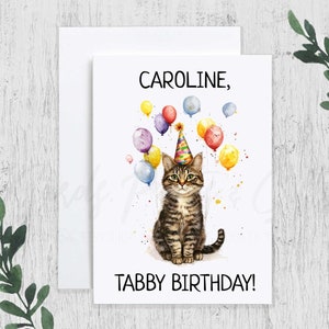 Personalized Tabby Cat Birthday Card, Funny Cat Birthday Cat, Tabby Birthday Card, Cat Lovers Gift, Cute Cat Birthday Card, Funny Cat Cards