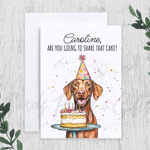 Personalized Vizsla Birthday Card, Funny Vizsla Card, Custom Name Vizsla Dog Mom Bday Card, Dog Lover Gift, Birthday Card from Vizsla Dog