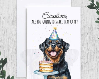 Personalized Rottweiler Birthday Card, Funny Rottweiler Card, Custom Name Dog Mom Bday Card, Dog Lover Gift, Birthday Card from Dog
