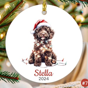 Personalized Brown Labradoodle Ornament, Custom Dog Ornament, Gift for Australian Labradoodle Dog Lover, Doodle Dog Holiday Custom Name Gift