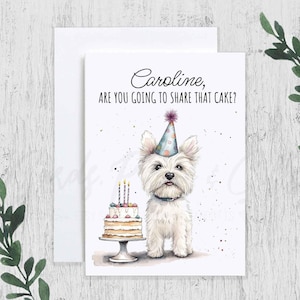 Personalized West Highland Terrier Birthday Card, Funny Westie Birthday Card, Doodle Dog Mom Dad Bday Card, Dog Lover Gift, Card from Dog