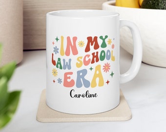 Personalized In My Law School Era Gift, Retro Custom Name Law Student Mug, 1L 2L 3L Law School Mug, Groovy Female Law School Graduation Gift