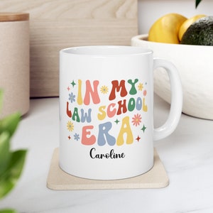 Personalized In My Law School Era Gift, Retro Custom Name Law Student Mug, 1L 2L 3L Law School Mug, Groovy Female Law School Graduation Gift