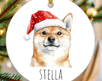 Personalized Shiba Inu Christmas Ornament, Custom Dog Name Ornament, Shiba Inu Dog Mom Dog Dad, Dog Lover Holiday Pet Loss Bereavement Gift