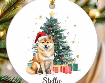 Personalized Shiba Inu Christmas Ornament, Custom Shiba Inu Holiday Gift, Custom Dog Name, Dog Mom Gift, Shiba Inu Lover Bereavement Gift