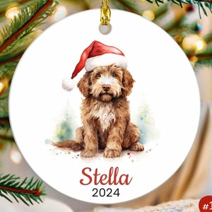 Personalized Australian Labradoodle Ornament, Custom Dog Ornament, Gift for Labradoodle Dog Lover, Dog Holiday Ornament Custom Name Baubel