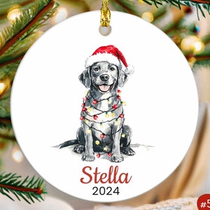 Personalized Silver Labrador Retriever Christmas Ornament, Custom Dog Name Ornament, Silver Lab Dog Mom, Dog Lover Holiday Pet Loss Gift