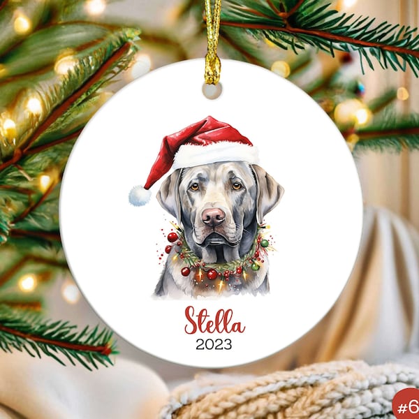 Personalized Silver Labrador Dog Ornament 2023, Custom Name Dog Ornament, Silver Lab Dog Lover Gift, Labrador Ornaments, Holiday Pet Baubel