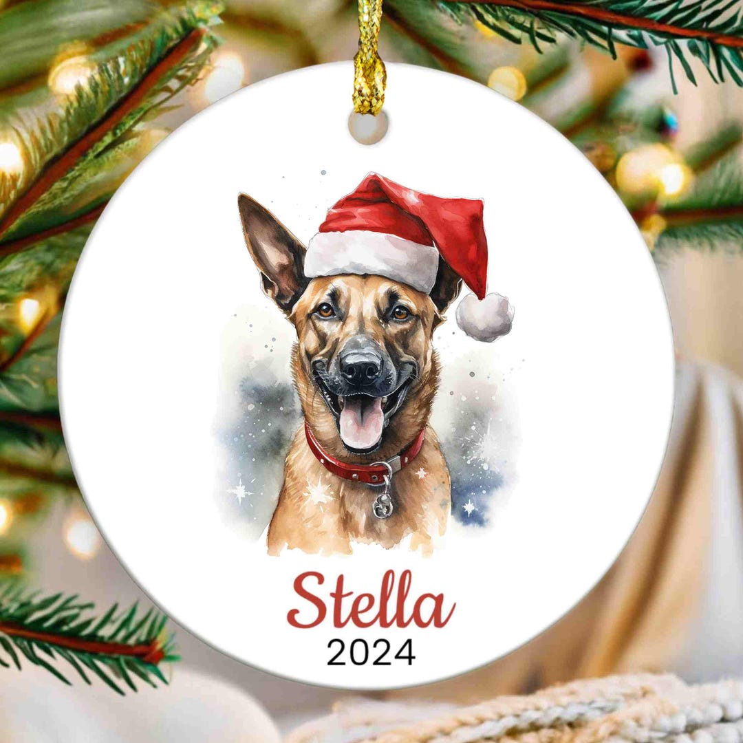 Personalized Belgian Malinois Dog Ornament 2024, Custom Dog Name