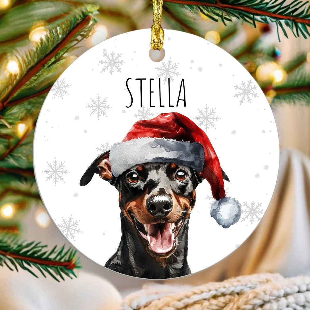Personalized German Pinscher Dog Christmas Ornament, Custom Name Dog