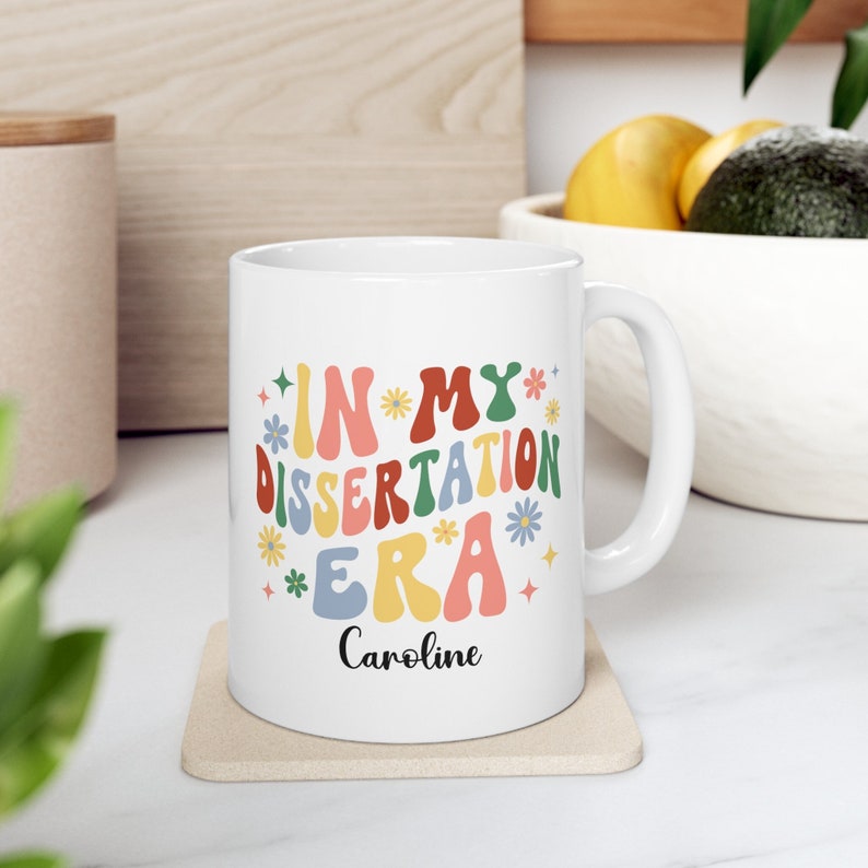 Personalized In My Dissertation Era Mug, Custom Name Dissertation Gift, Gift for PHD Candidate, Funny Dissertation Gift, Retro Doctorate Mug image 1