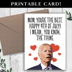 Tarjeta divertida para el Día de la Madre de Joe Biden para imprimir. Tarjeta divertida para el Día de la Madre. Tarjeta de Biden para descargar en formato digital. Tarjeta digital de feliz Día de la Madre para mamá.
