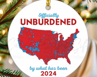 Donald Trump 2024 Election Results Map Ornament, USA Electoral Map 2024 Ornament, Unburdened By What has Been, Trump Landslide Red Wave