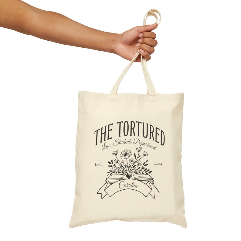 Personalized Law School Tote Bag, Custom Tortured Law Students Department 1L 2L 3L Canvas Bag, Future Lawyer Gift, Funny Attorney Gift image 7
