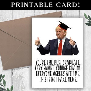 Descarga digital Tarjeta de graduación divertida de Trump. Tarjeta divertida para graduados. Tarjeta de posgrado de Trump imprimible. Graduación 2020.
