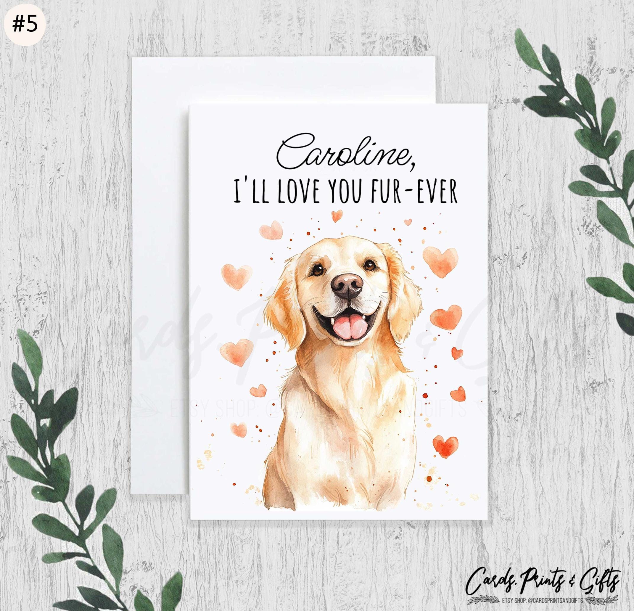 Personalized White Golden Retriever Valentines Card, Funny Golden Retriever Anniversary Card, Dog Mom Love Card from Dog, Dog Lover Gift