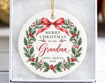 Personalized Grandma Christmas Ornament, Grandmother's First Christmas Gift, Custom Name Gigi Mimi Nana Memaw Granny Grammy Holiday Keepsake