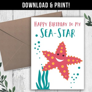 DIGITALER DOWNLOAD Lustige Geburtstagskarte für Schwester. Geburtstagsgeschenk für Schwester. Alles Gute zum Geburtstag an meinen Seestern. Geburtstagskarte für Schwester. Seestern-Karte.