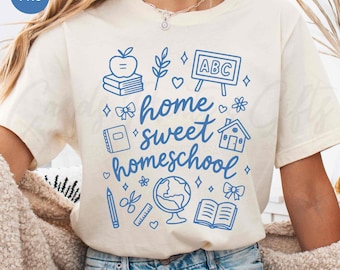 DIGITAL DOWNLOAD Homeschool Mama svg & png, Home Sweet Homeschool, Christian Homeschooling Mama png, Whimsical Doodle Home Educator Design