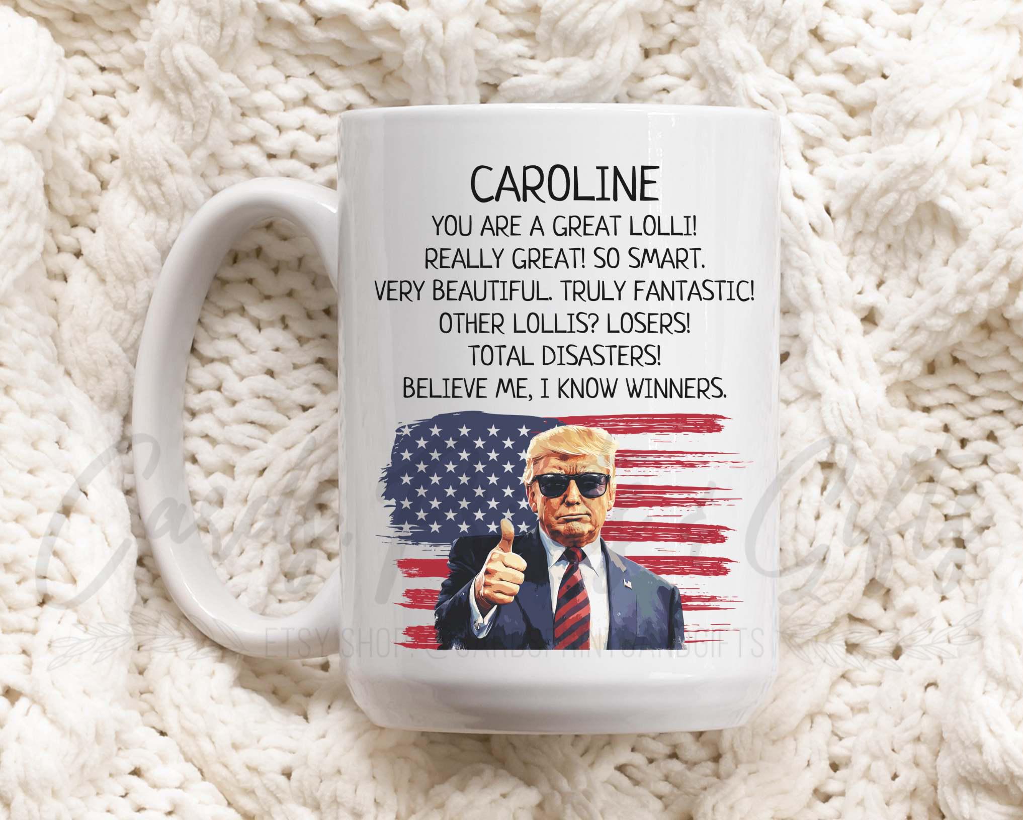 Taza de piruleta de Trump personalizada, divertido regalo de Navidad para abuela del presidente Trump, regalo de broma republicano con nombre personalizado para la mejor piruleta