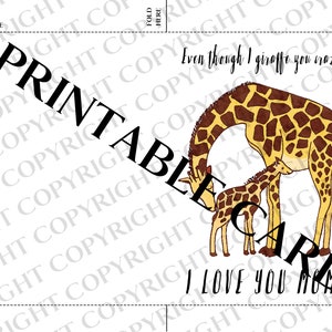 Digital Mother's Day Card. Giraffe Pun Card. Cute Watercolor Giraffe Mother's Day Card ...