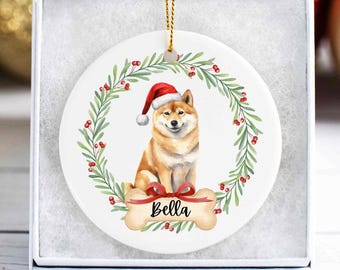 Personalized Shiba Inu Christmas Ornament, Custom Dog Name Keepsake, Shiba Inu Dog Mom, Shiba Inu Dog Lover Pet Loss Gift, New Pet Parent