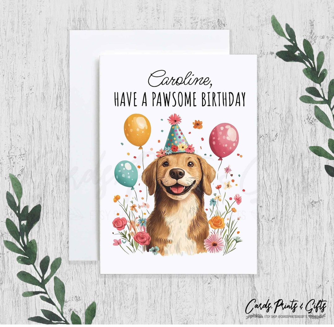 Personalized Dog Birthday Card, Funny Custom Name Birthday Card for ...