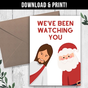 TÉLÉCHARGEMENT NUMÉRIQUE carte de Noël drôle, carte de Noël 2024, cartes de vœux drôles, carte de Noël impertinente joyeuses fêtes, nous vous regardons