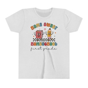 Homeschool Kids Shirt, Home Sweet Homeschool, Cute Homeschooler Youth Tshirt, Back to School Elementary Tee Retro Homeschool Tee K-8th Grade image 6
