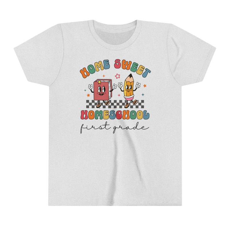 Homeschool Kids Shirt, Home Sweet Homeschool, Cute Homeschooler Youth Tshirt, Back to School Elementary Tee Retro Homeschool Tee K-8th Grade image 6