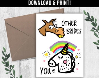 DIGITAL DOWNLOAD Funny Card for Bride, Funny Gift for Bride, Congratulations Card for Bride, Wedding Congrats, Gift to Bride from Bridesmaid