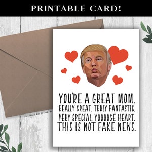 DESCARGA DIGITAL Tarjeta Divertida Tarjeta de Cumpleaños de Trump para Mamá Tarjeta Divertida para Mamá Conservadora Regalo Eres una Gran Mamá Tarjeta Imprimible para el Día de la Madre