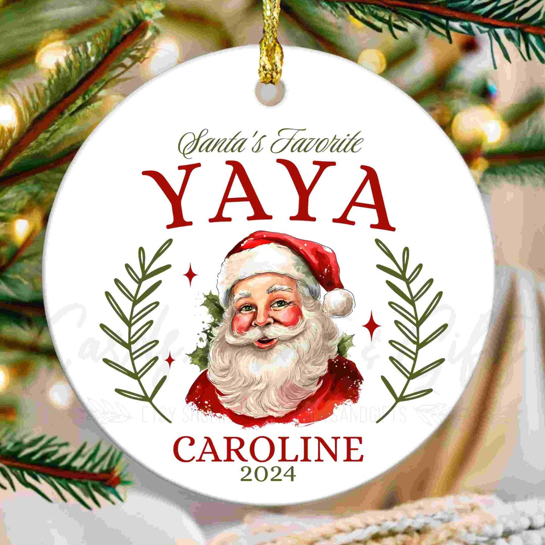 Personalized Yaya Ornament, Vintagestyle Santa's Favorite Yaya, Greek