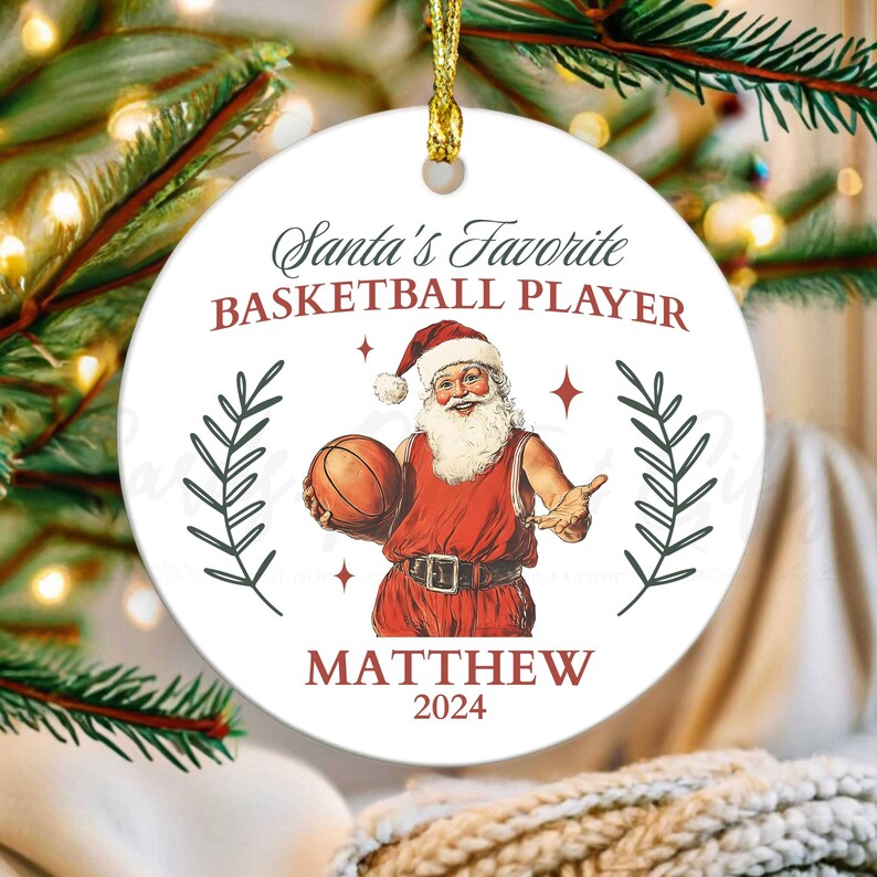 Personalized Basketball Christmas Ornament, Custom Basketball Team