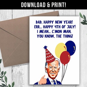 DESCARGA DIGITAL Tarjeta de cumpleaños divertida para papá, Tarjeta de cumpleaños divertida de Joe Biden, Tarjeta de Biden para padre, Regalo de feliz cumpleaños para papá conservador