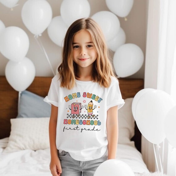 Homeschool Kids Shirt, Home Sweet Homeschool, Cute Homeschooler Youth Tshirt, Back to School Elementary Tee Retro Homeschool Tee K-8th Grade