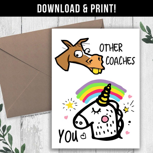 DIGITAL DOWNLOAD Funny Card for Coach Birthday Card, Funny Coach Gift, Coach Birthday Greeting Card, Thank You Card for Coach from Player