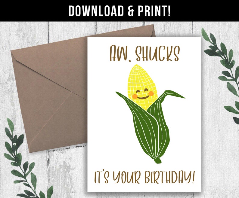 DIGITAL DOWNLOAD Corny Jokes Birthday Card Aw Shucks Its Etsy