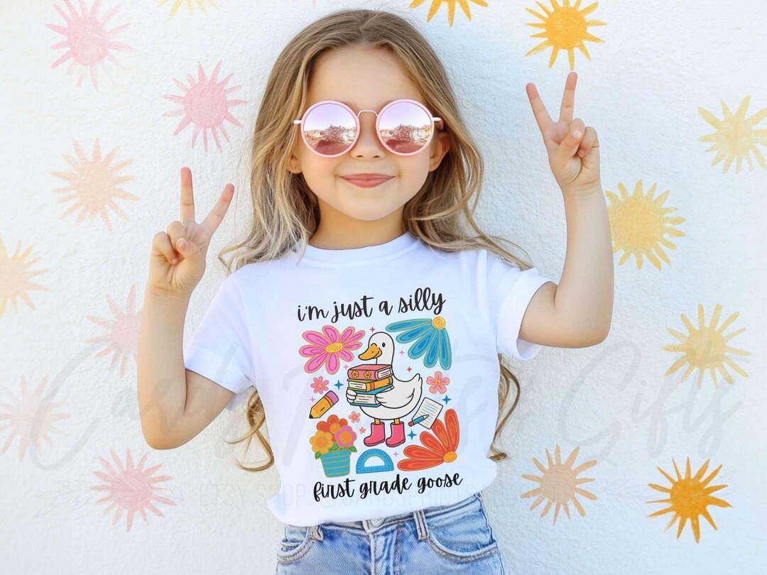 Silly First Grade Comfort Colors® First Grade Silly Goose Youth Shirt, Trendy Boho Floral ...