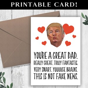 Carte de fête des pères imprimable. Carte d'atout drôle pour papa. Carte de téléchargement numérique pour la fête des pères. Carte de fête des pères Trump.