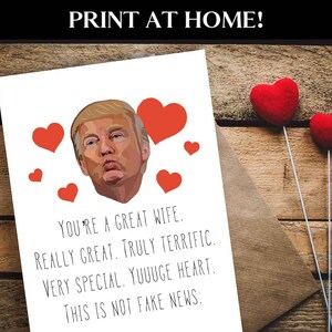 Cartão engraçado do trunfo para a esposa | Download instantâneo | Cartão de aniversário do aniversário do dia dos namorados | Ótima esposa | MAGA Trump 2020